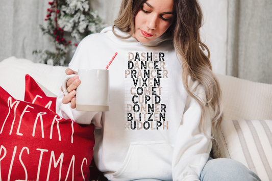 Reindeer Names Hoodie/Crewneck